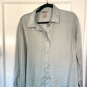 Mint Green Satin Blouse H&M Sz Medium
